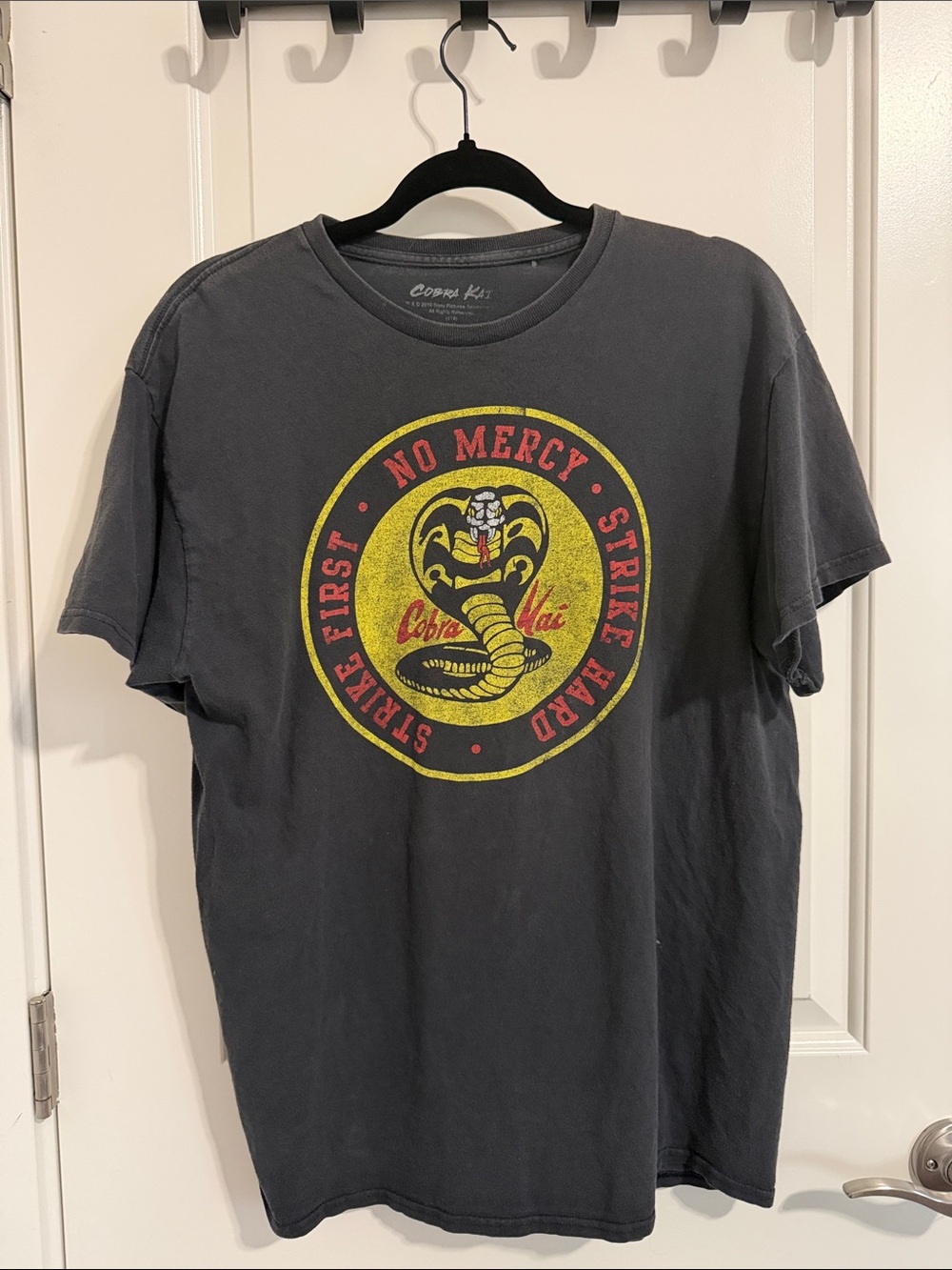 Cobra Kai No Mercy Graphic Crewneck Tee - Black
